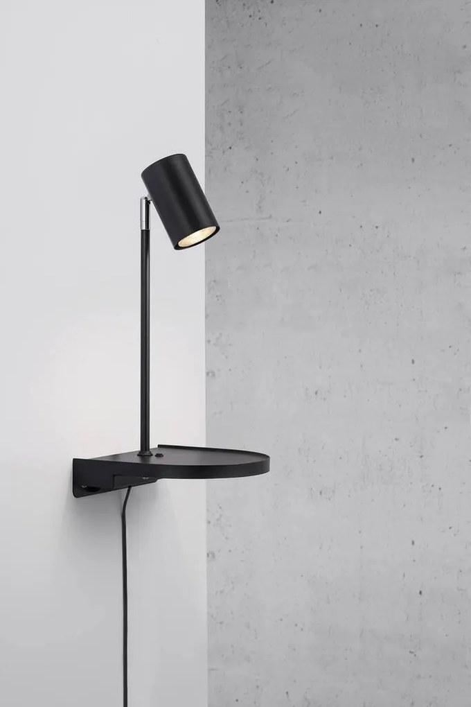Aplica de perete, directionabila, port usb, design modern CODY negru 2112001003 NL