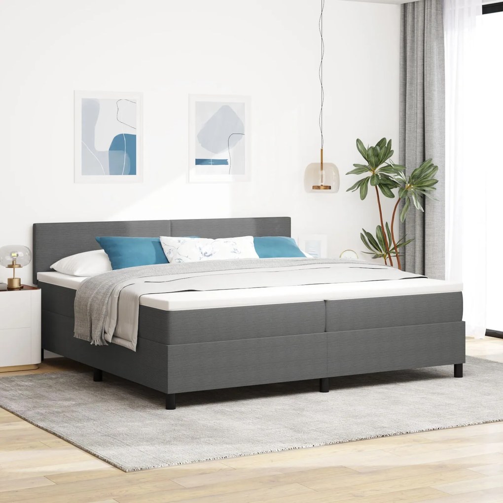 vidaXL Pat cu arcuri cu saltea gri 200x200 cm, țesătură de catifea