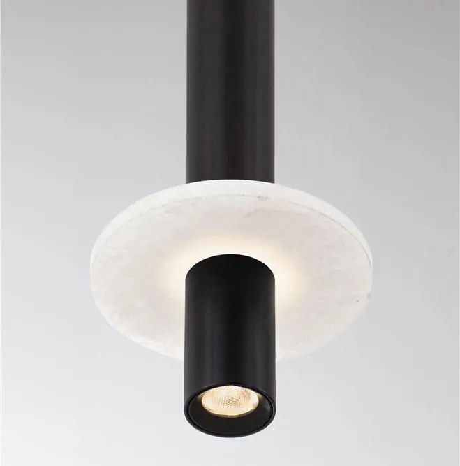 Pendul tub subtire aluminiu negru si alabastru LED NOEMI