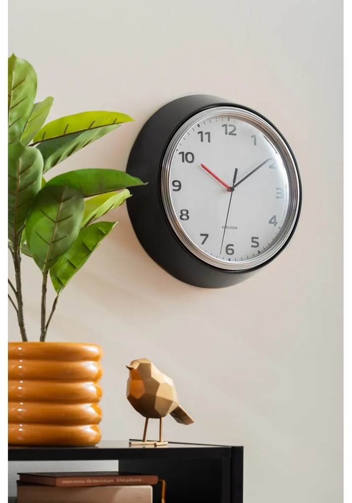 Karlsson 6006BK design ceas de perete negru, diametru 34 cm