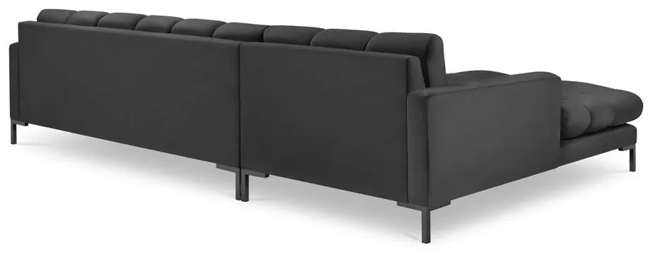 Colțar din catifea cu extensie pe partea stângă Cosmopolitan Design Bali, gri închis