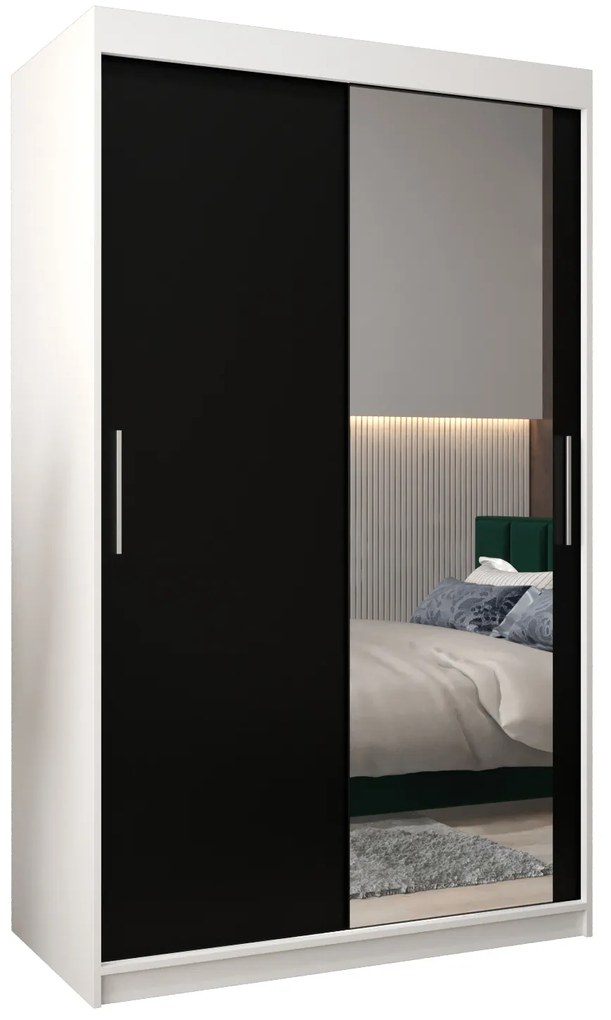 Dulap de haine 120 cm Toki 2 (alb mat + negru mat). 1064972
