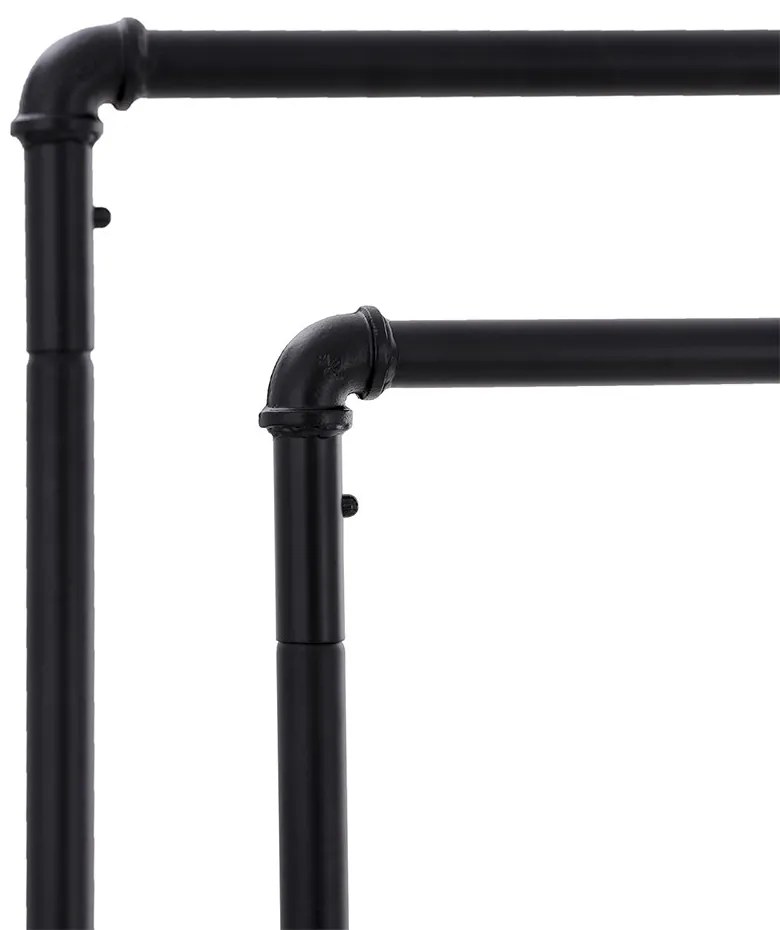 Suport pentru haine dublu pe roți, negru