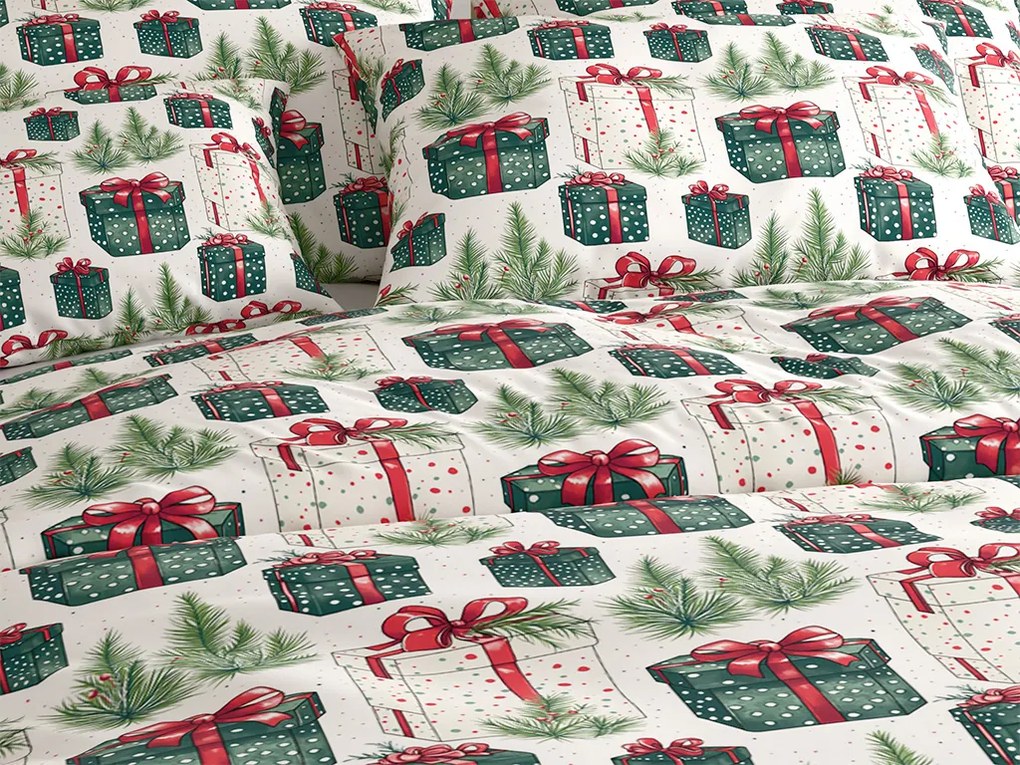 Lenjerie de pat din bumbac CHRISTMAS PRESENT crem Dimensiune lenjerie de pat: 70 x 90 cm | 140 x 220 cm