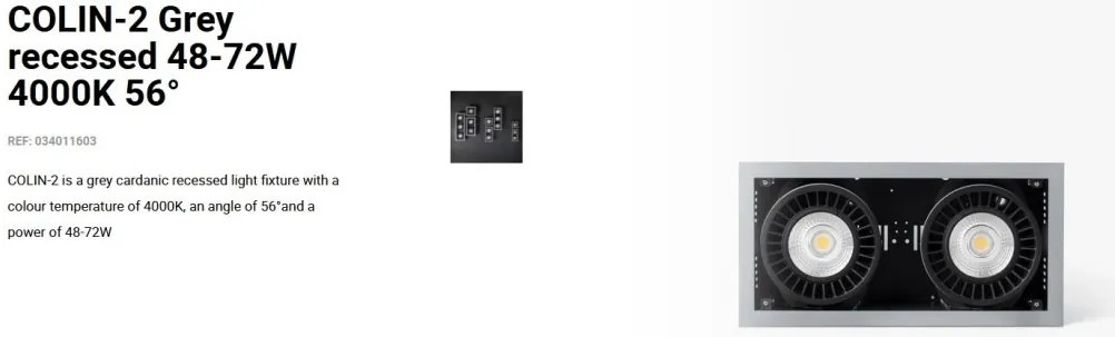 Spot LED incastrabil COLIN-2 Grey recessed 48-72W 4000K 56°