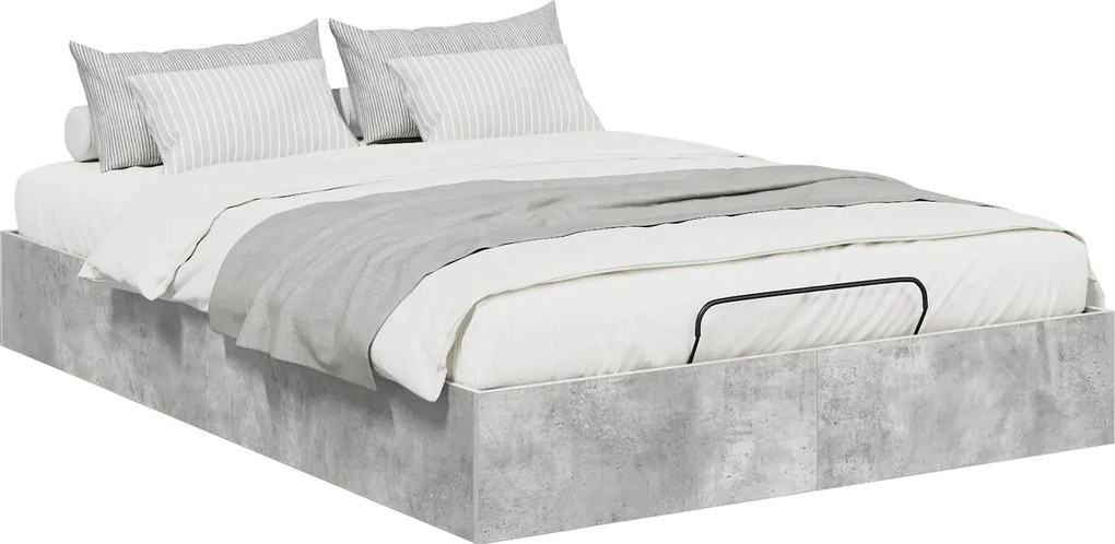 vidaXL Cadru de pat otoman Gri Beton 120 x 190 cm Lemn prelucrat