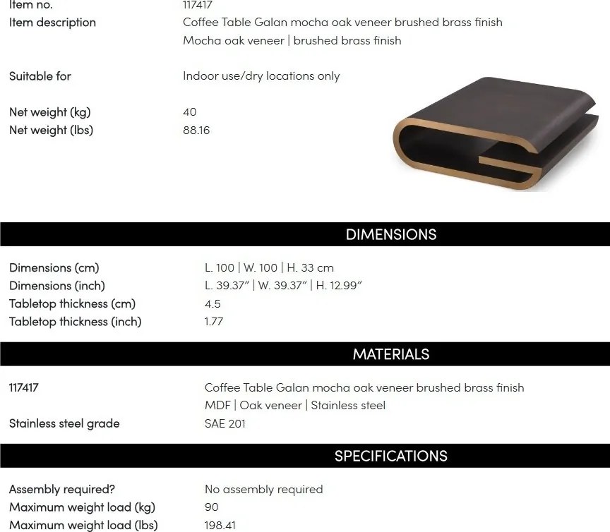 Masuta de cafea design LUX Galan