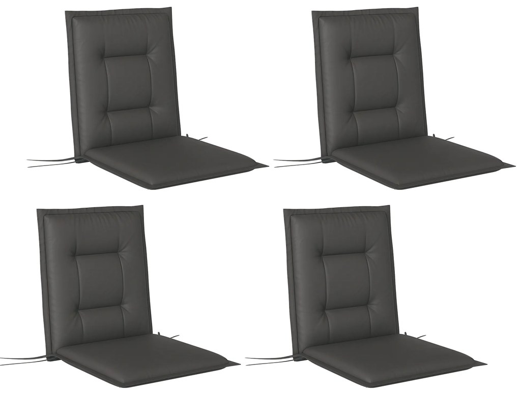 Outsunny Set de 4 perne de scaun 108 x 50 x 5 cm, perne de scaun cu curele pentru interior și exterior, gri închis | Aosom Romania