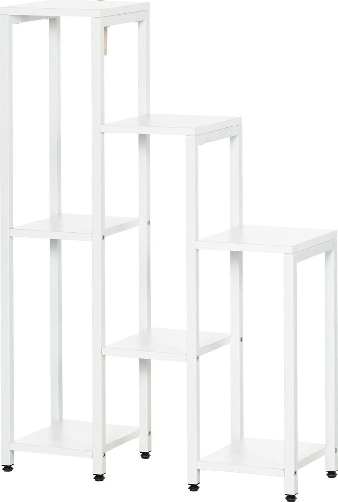Outsunny Suport pentru flori, suport plante, 7 niveluri, pentru interior și exterior, oțel, alb, 65 x 23 x 94,5cm | Aosom Romania