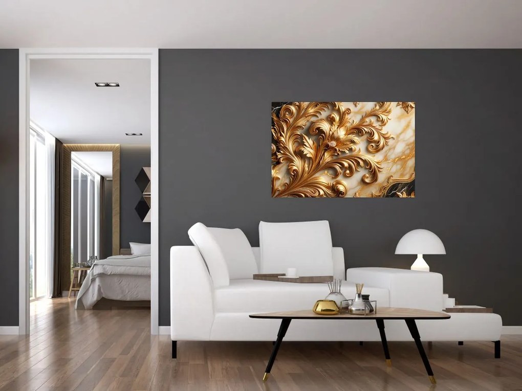Tablou - Marmură cu auriu (90x60 cm)