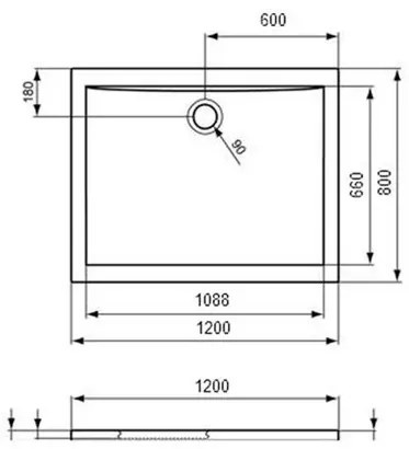 Cadita de dus dreptunghiulara Ideal Standard Ultra Flat 120x80 cm