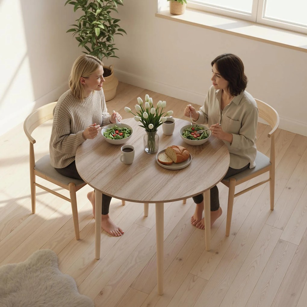 HOMCOM Masa Plianta, Masa Rotunda cu Panouri Rotunde, Masa de Bucatarie Mica pentru Economisirea Spatiului, Natur | Aosom Romania