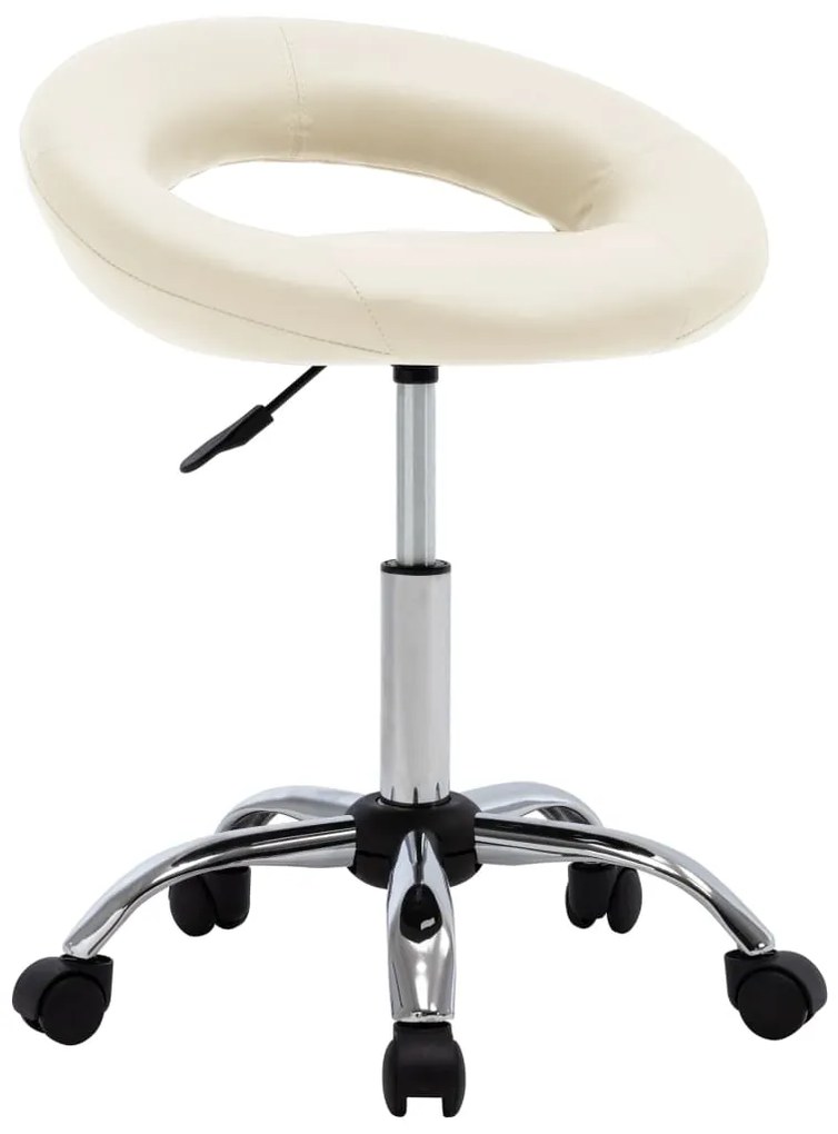 vidaXL Scaun de lucru pivotant, crem, piele ecologică