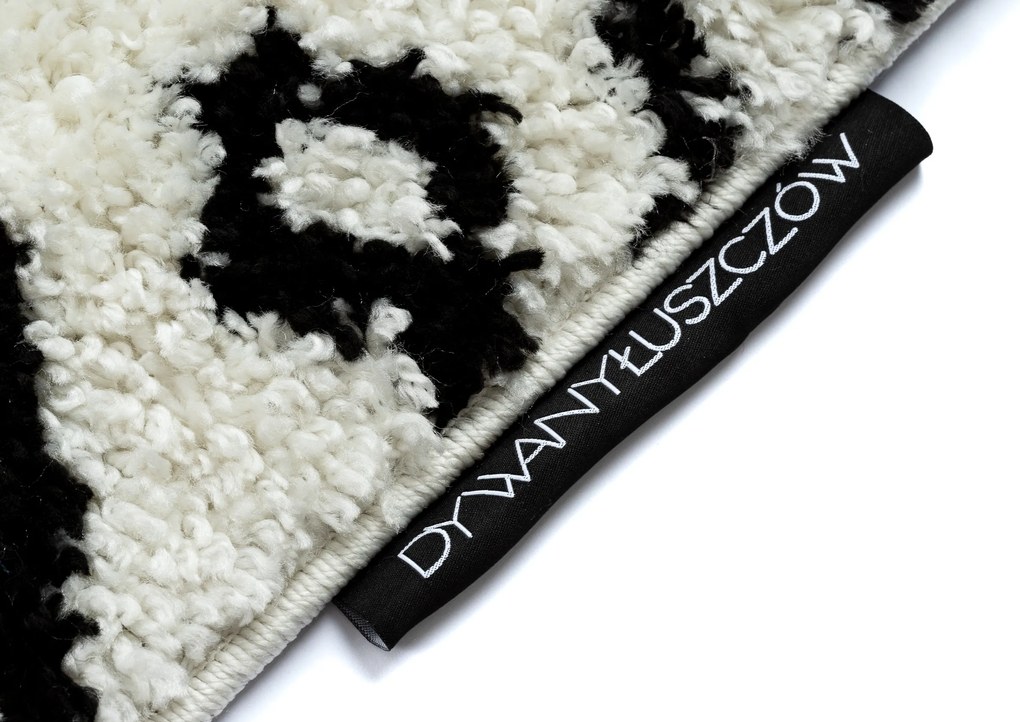 Covor PROMO Berber Safi N9040 albsi negru Franjuri shaggy pletos