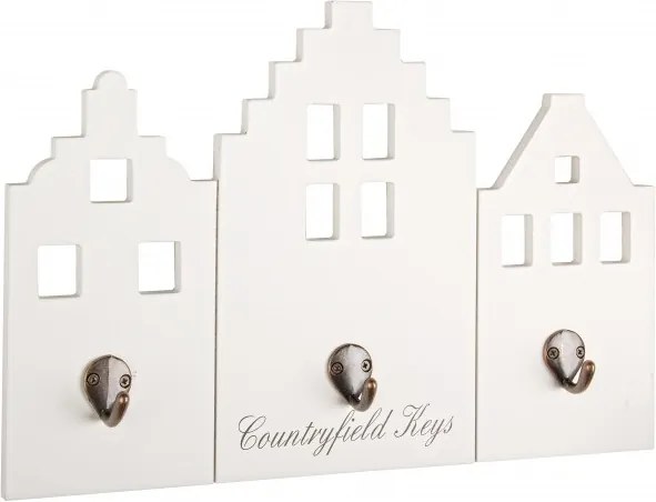 Cuier pentru chei de perete lemn alb 39 cm x 5 cm x 27h