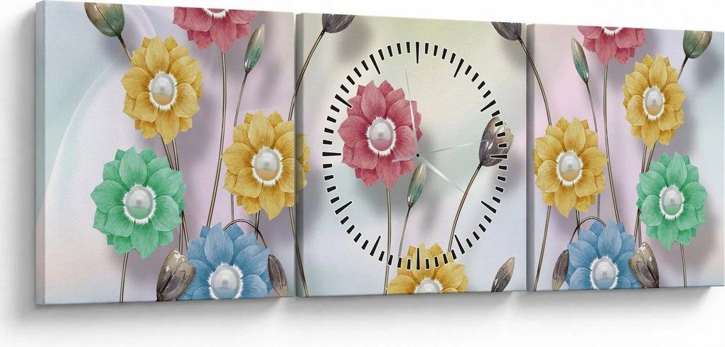 Tablou - Lunca colorată (cu ceas) (90x30 cm)