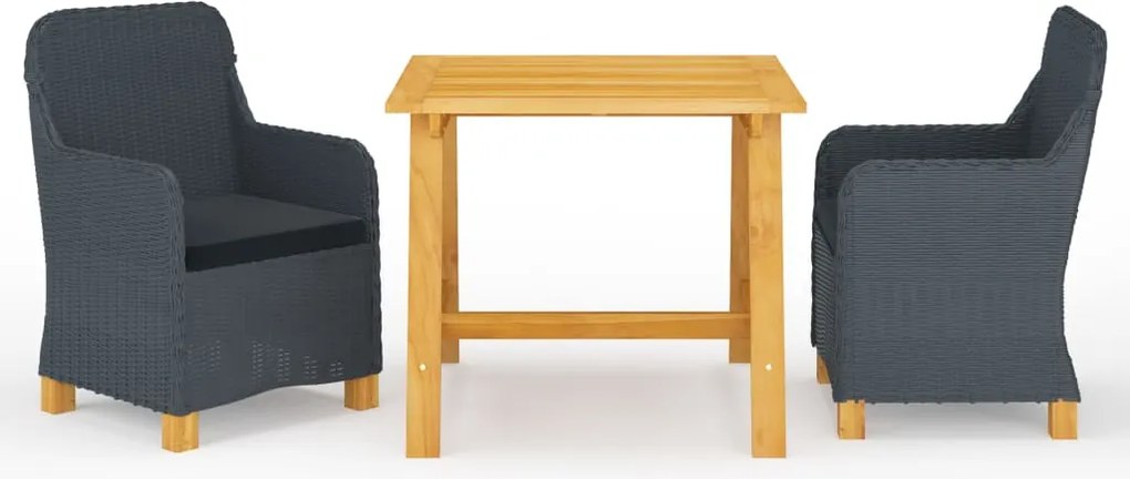 vidaXL Set de masă pentru grădină, 3 piese, gri închis