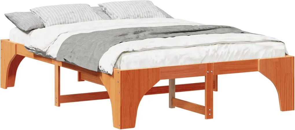 vidaXL Cadru de pat Maro 150 x 200 cm Lemn de pin masiv