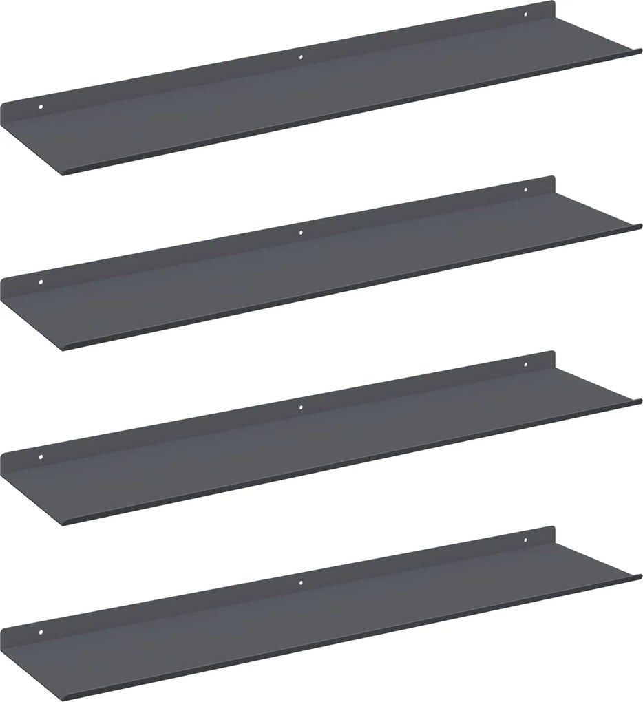 vidaXL Raft suspendat Pe perete 4 pcs Antracit 80 x 18 x 2,5 cm Oțel