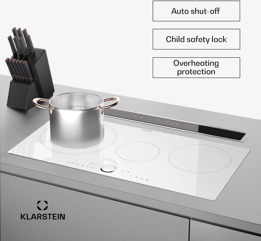 Klarstein Delicatessa 80, plită cu inducție, incorporabilă, 3 zone, 6000 W, zonă Paella, vitroceramică