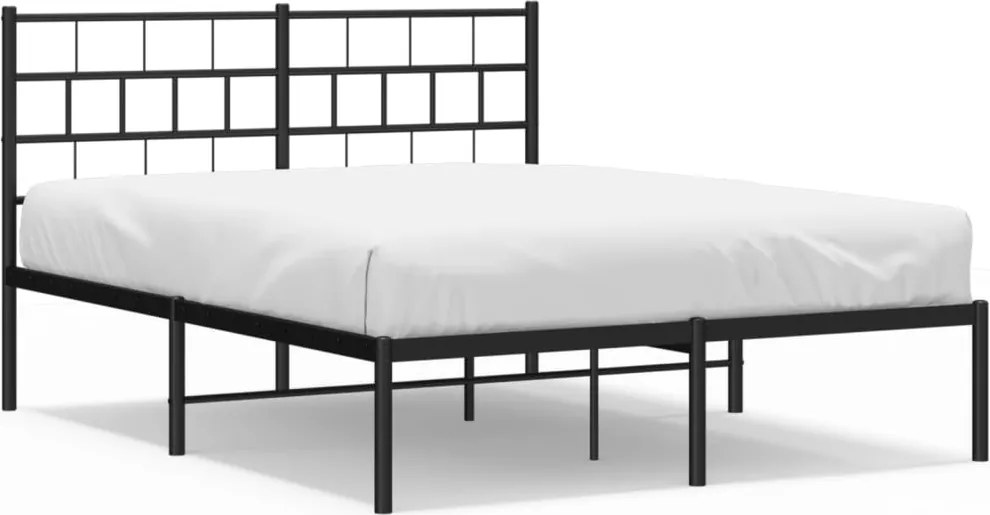 vidaXL Cadru de pat metalic cu tăblie, negru, 120x200 cm
