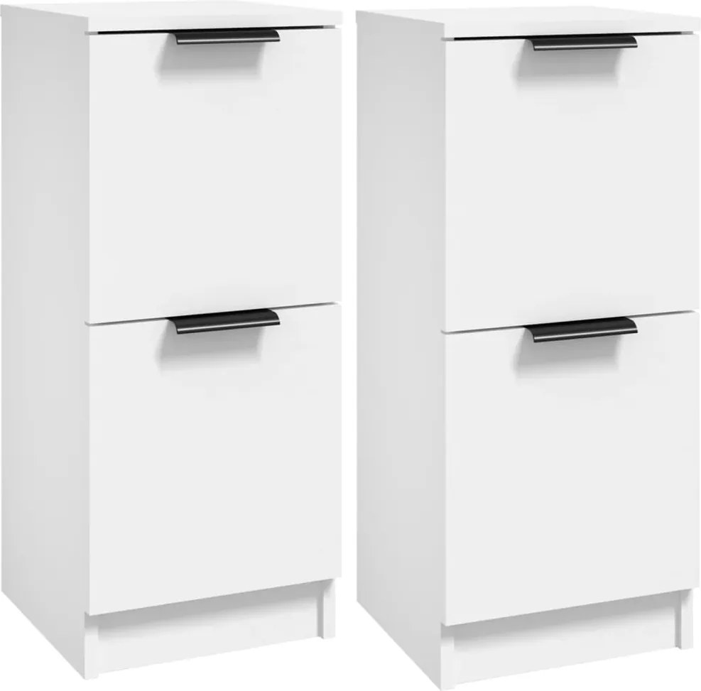 vidaXL Dulap, 2 buc., alb, 30x30x70 cm, lemn prelucrat