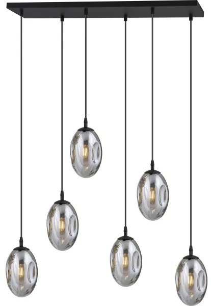 Lustră pe cablu ASTRAL 6xE14/10W/230V negru/fumuriu