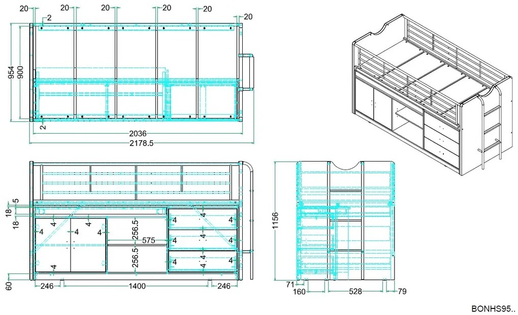 BONNY 95 CANAPEA EXTENSIBILĂ 90 X 200 CM ARGINTIU