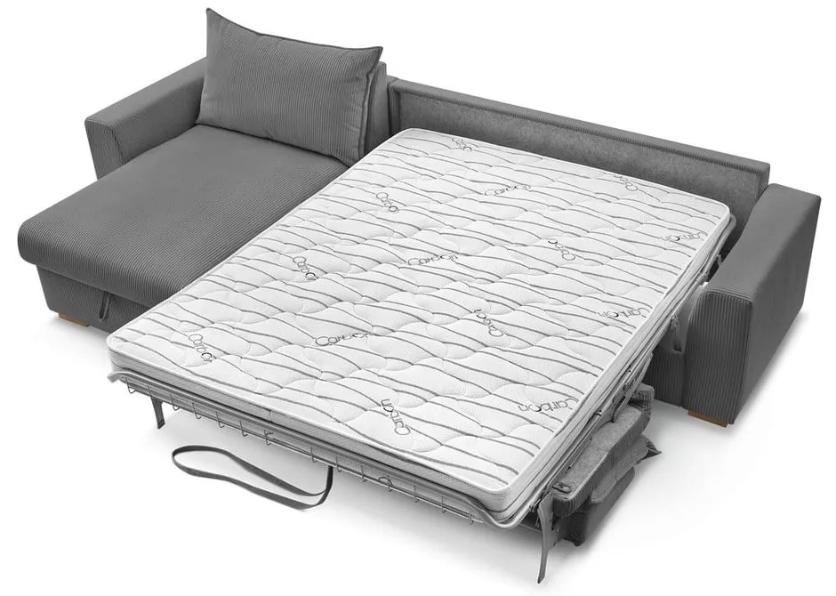 Colțar gri extensibil cu tapițerie din catifea reiată (cu colț variabil) Augustin – Bobochic Paris