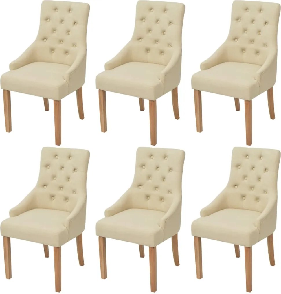 vidaXL Scaune de sufragerie, 6 buc., crem, material textil