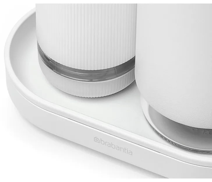 Set 2 dozatoare detergent de vase / sapun lichid Brabantia SinkStyle 1008505, 200 ml, Cu strat mineral, Alb