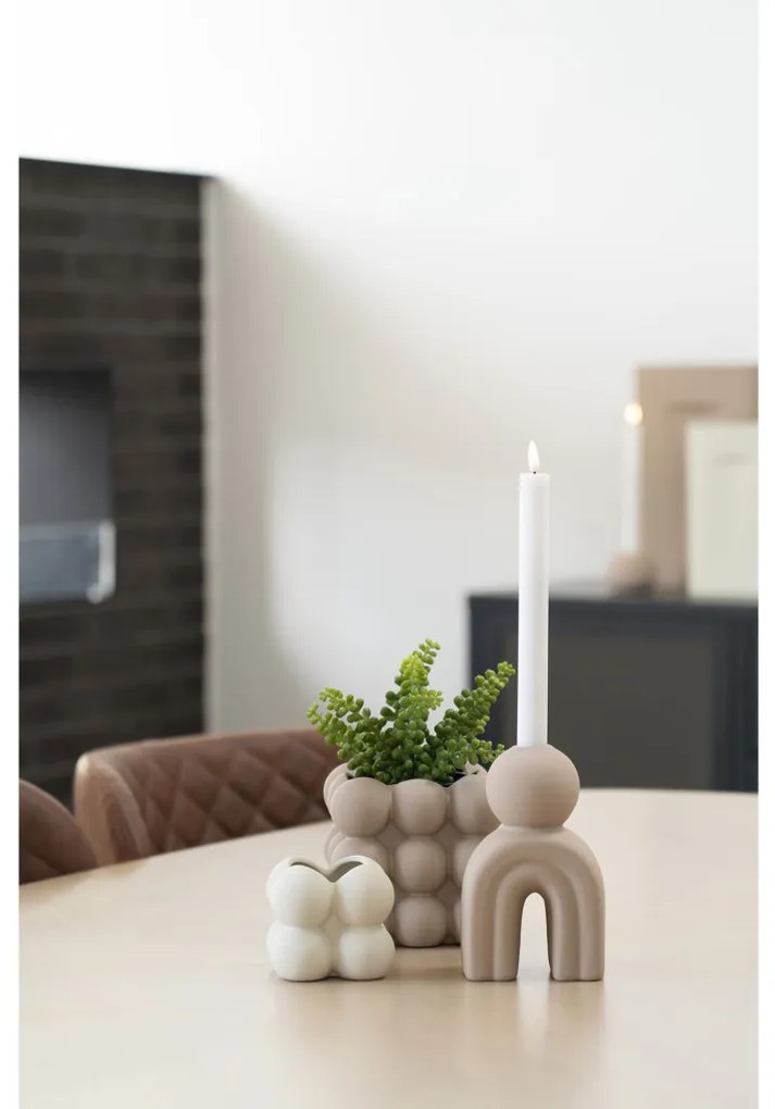 Vas de flori, ceramică, maro, 13,5x13,5x13 cm