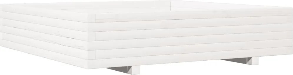 vidaXL Jardinieră de grădină, alb, 110x110x26,5 cm, lemn masiv de pin