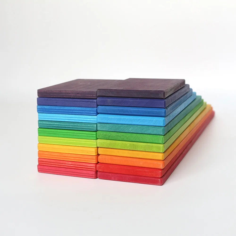 Jucărie de construcție Montessori din lemn cu model curcubeu