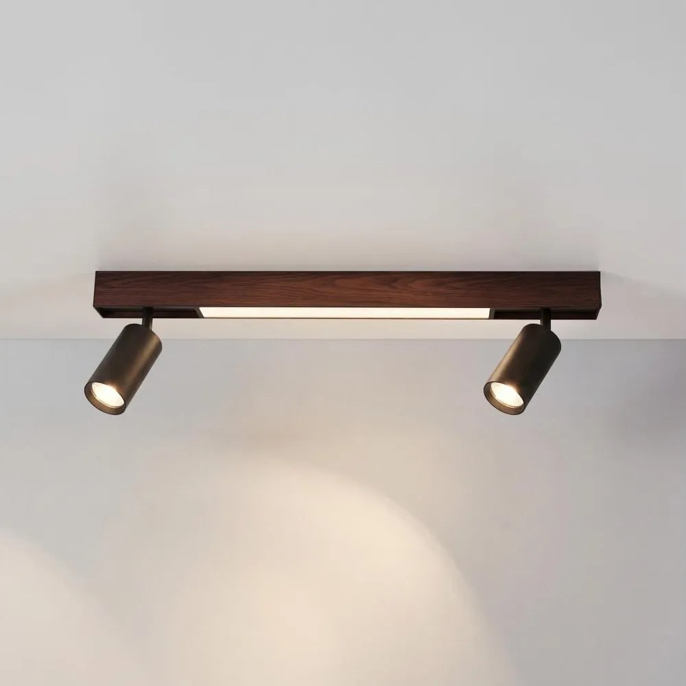 Brilagi - Spot LED SELE 2xGU10/30W/230V + LED/15W negru/decor stejar