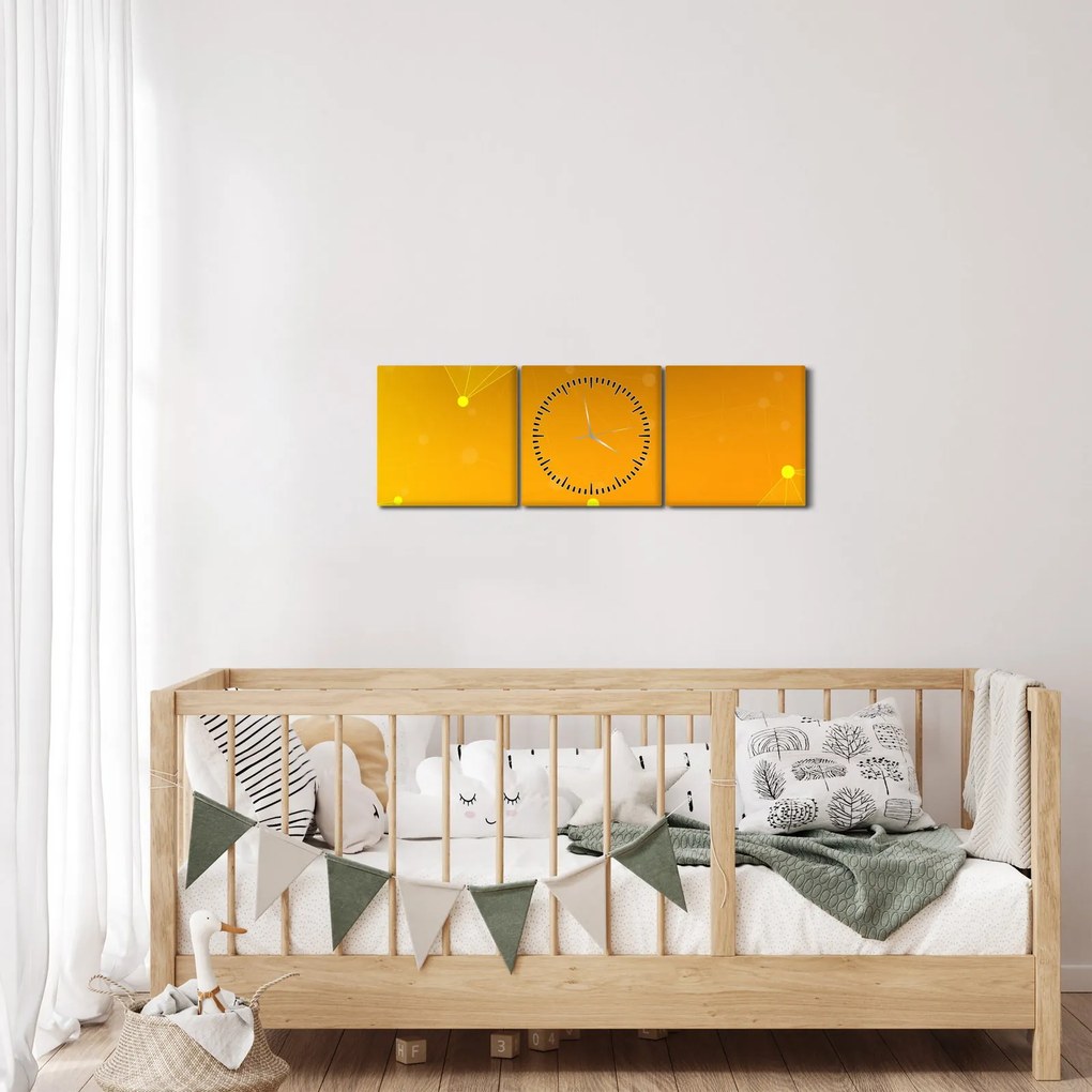 Tabloul abstract galben (cu ceas) (90x30 cm)