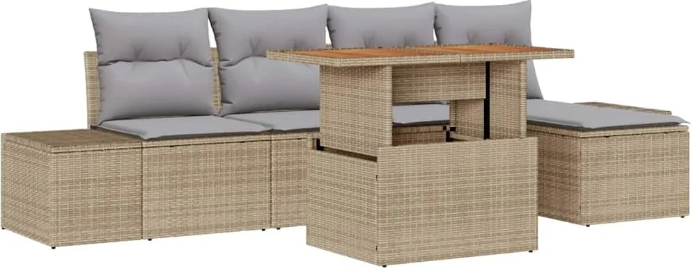 vidaXL Set de masă pentru grădină cu pernă 6 pcs Bej și gri
