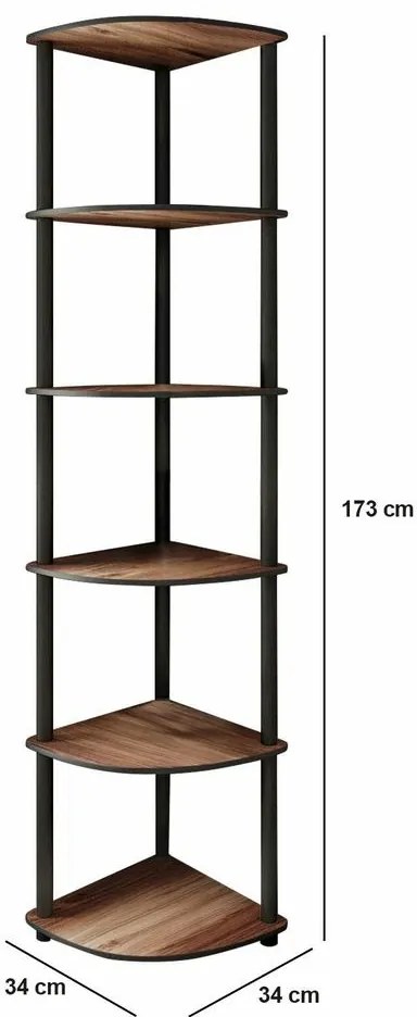 Raft Corner Walnut, 6 etajere, M