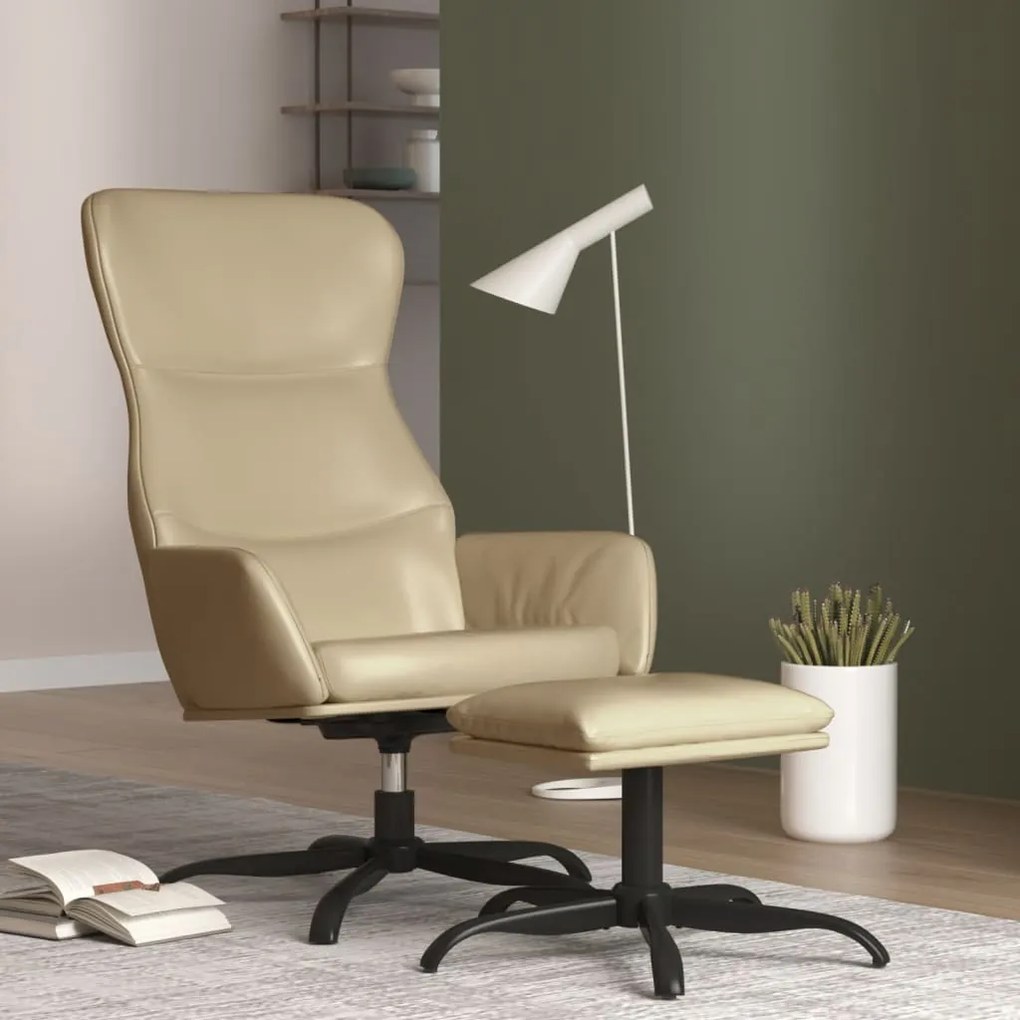 3097450 vidaXL Scaun de relaxare cu taburet, cappuccino, piele ecologică