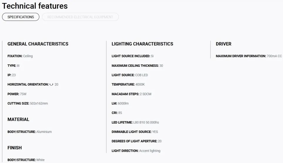 Spot LED incastrabil COLIN-3 White recessed 72-108W 4000K 20°