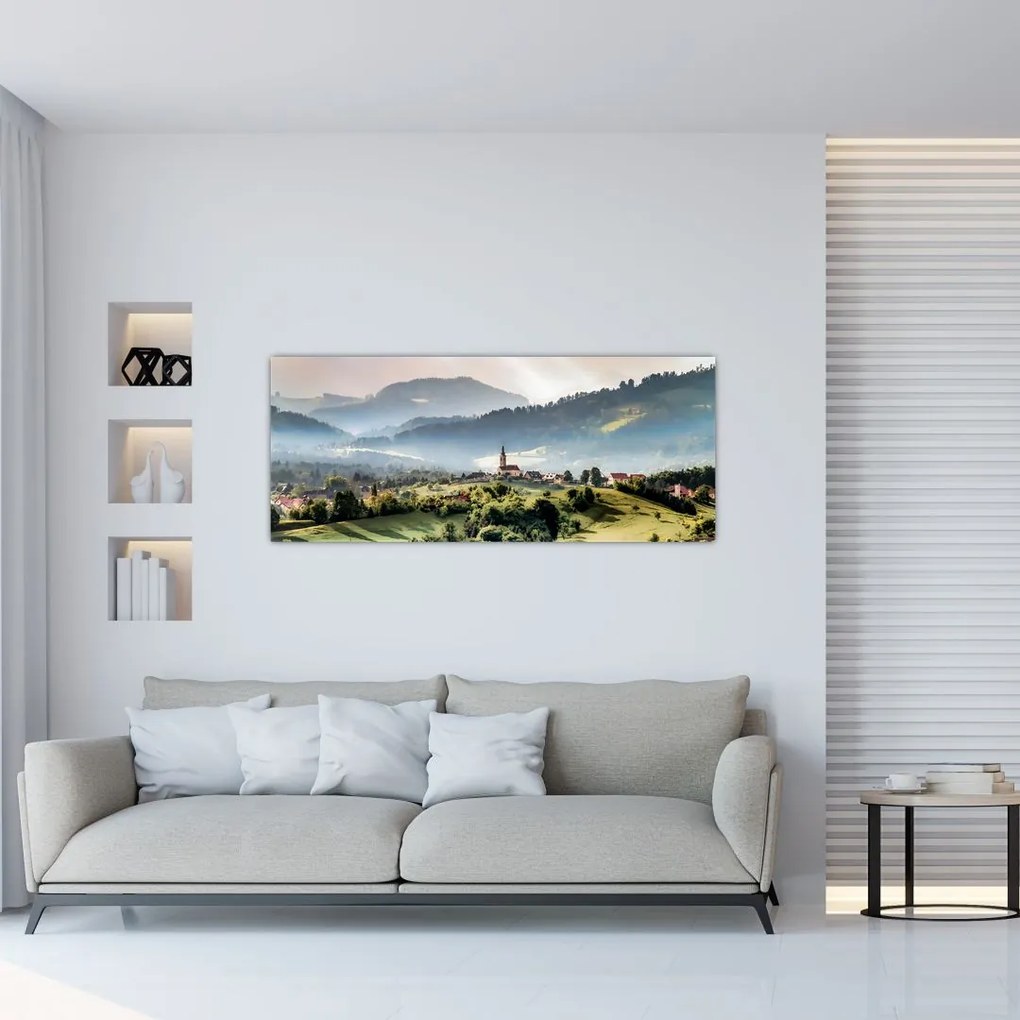 Tablou - sătuț în ceață (120x50 cm)