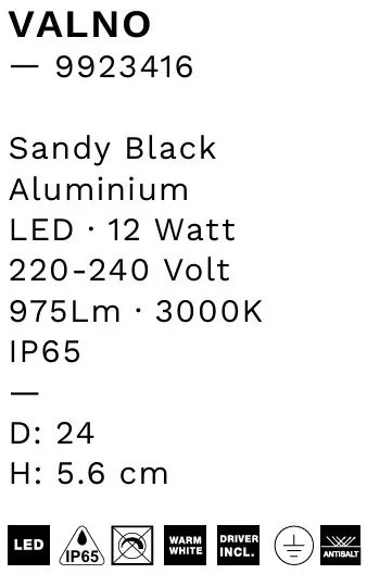 Aplica LED iluminat ambiental perete exterior IP65 VALNO D-24cm