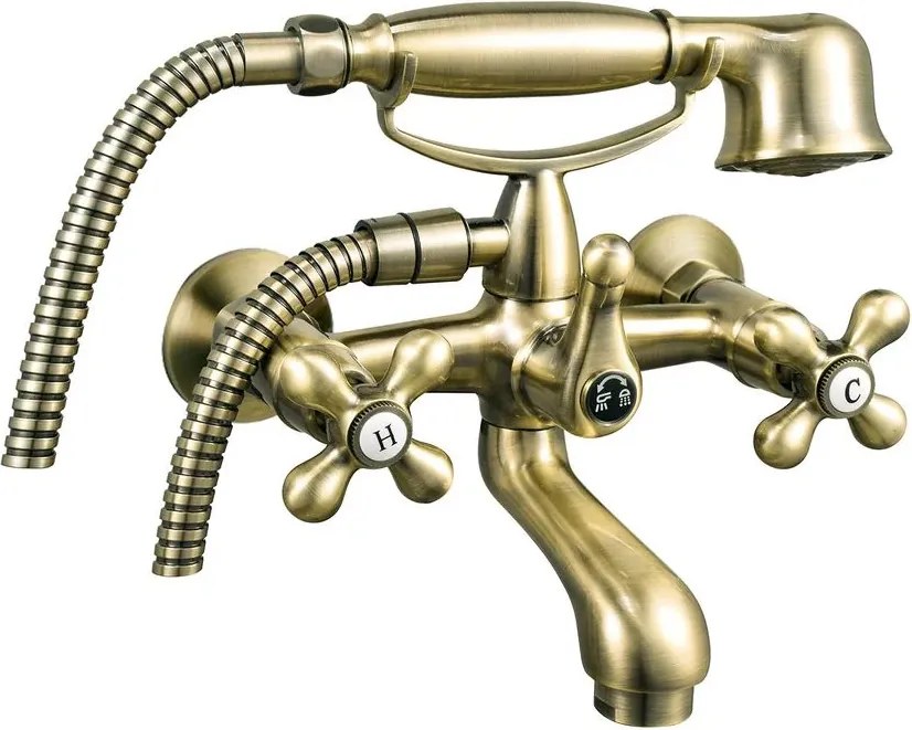 Baterie cada - dus Ferro Antica bronz antichizat cu set de dus