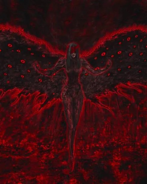 Ilustrație The woman with wings, dark fantasy illustration, Andrii Kysliak