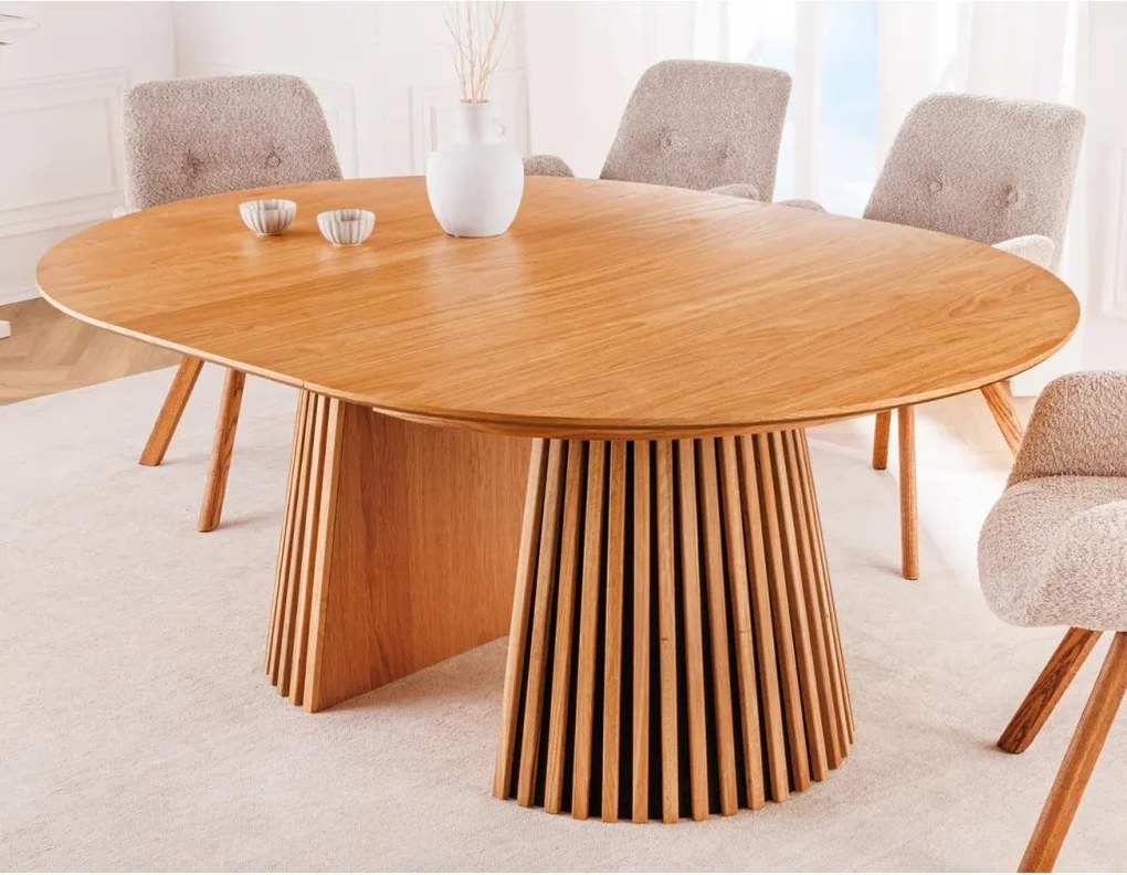 Masa rotunda extensibila Valhalla Wood 120-200cm, stejar