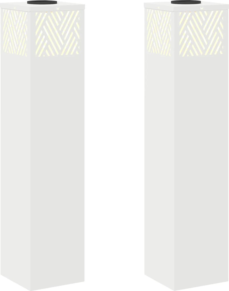 vidaXL Lumină LED Solară pentru Alei 2 pcs Alb Oțel laminat la rece