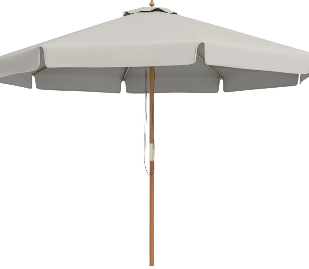 Outsunny Umbrelă de Grădină cu Corzi, Deschidere Reglabilă și Orificii de Ventilație, Ø325x250 cm, Gri | Aosom Romania