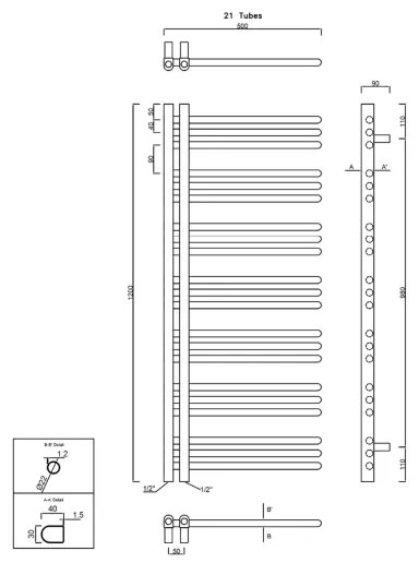 Sapho - Radiator de baie DORLION 378W/230V 50x120 cm crom lucios