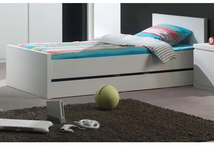 Pat Individual Lara 90x200 cm, pentru Copii/Tineri, Alb – Vipack