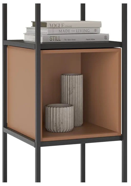 Bibliotecă neagră/cărămizie 36x179 cm Anya – Marckeric